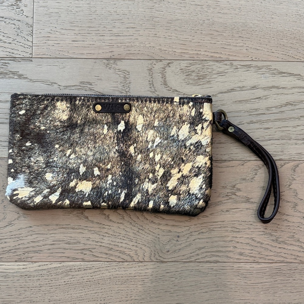 Brown and Cream Wristlet Clutch